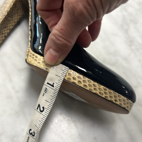 Chloe' Vernice Black Patent Leather and Snake Print Accent Chunky Heel Size 38 - Picture 9 of 11